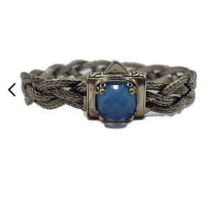 Faceted Blue Topaz with 18 karat embellishment woman’s Statement bracelet